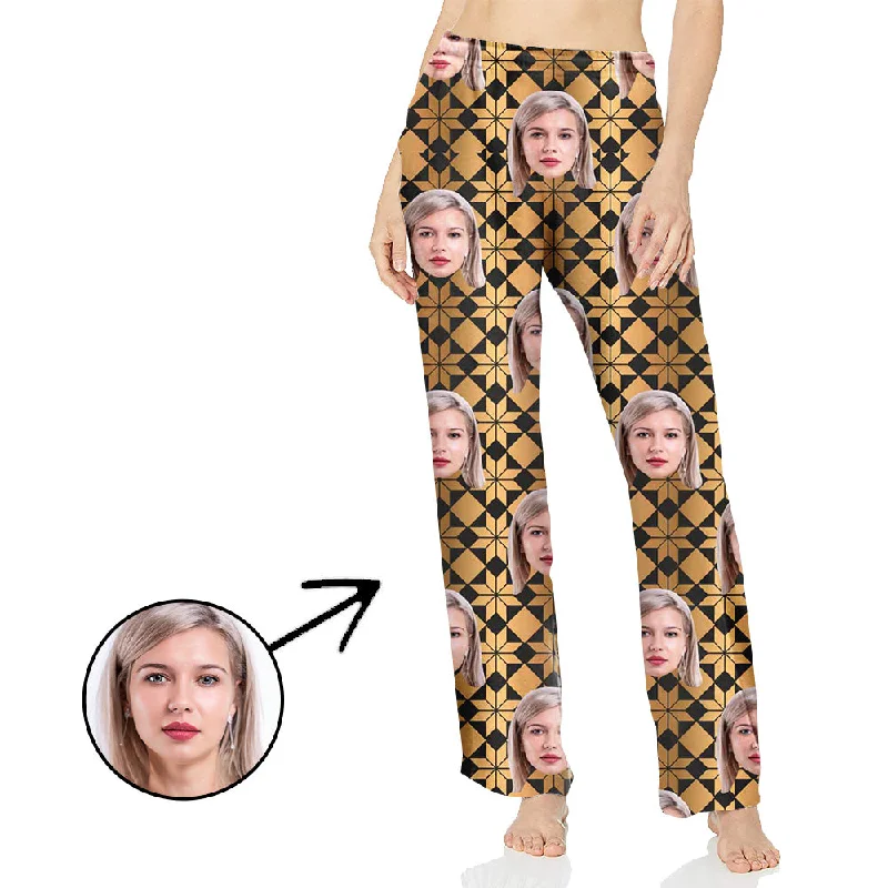 Custom Photo Pajamas Pants For Women All Over Flowers Trendy Wide-Legged Trousers