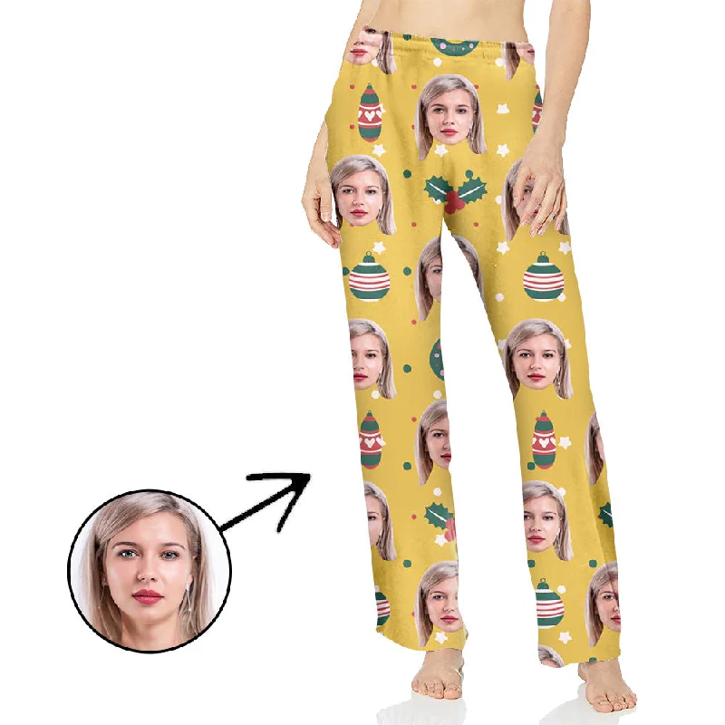 Custom Photo Pajamas Pants For Women Celebrate Christmas With You Soft Stretch Leggings