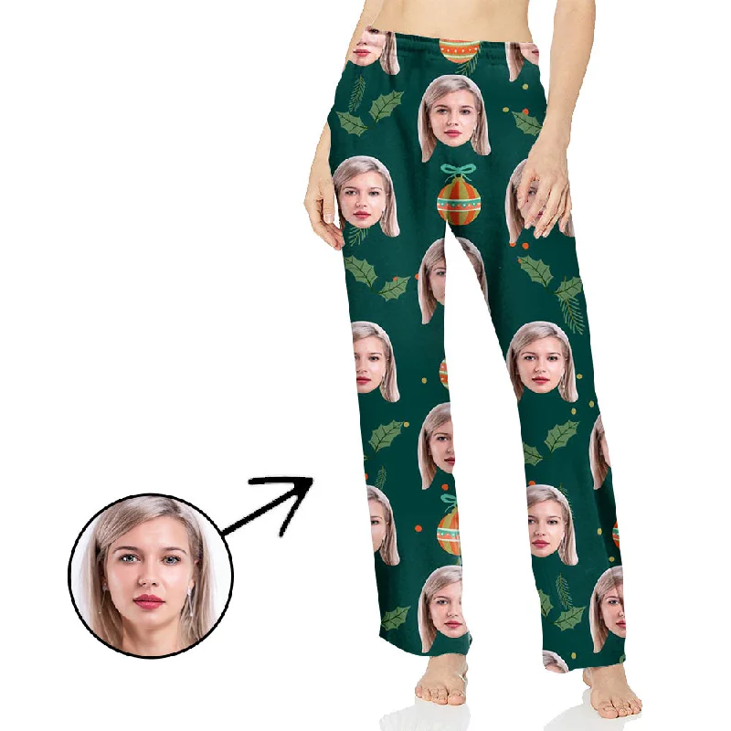 Custom Photo Pajamas Pants For Women Christmas Pendant For You High-Waist Jeans