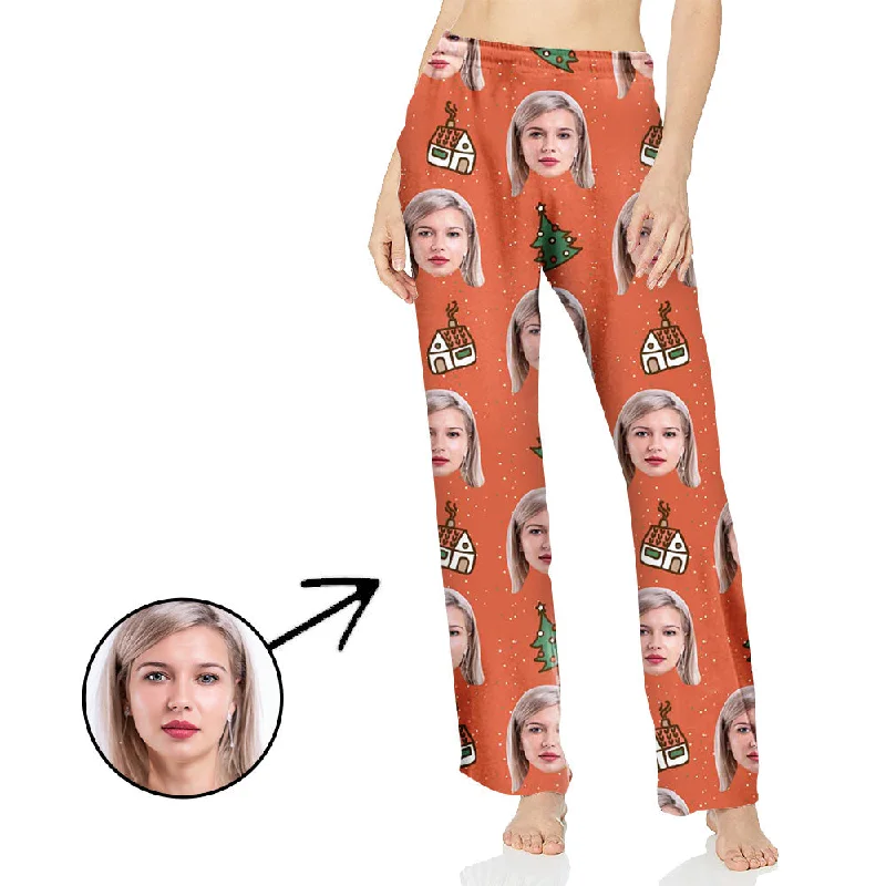 Custom Photo Pajamas Pants For Women Christmas Tree In My House Elegant Trouser Pants