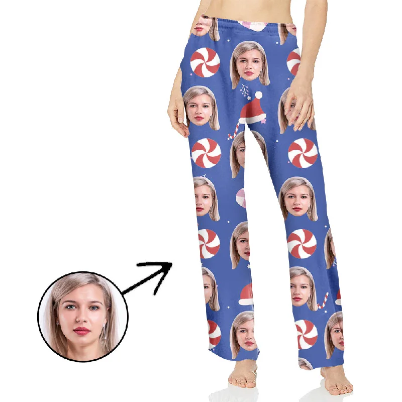 Custom Photo Pajamas Pants For Women Happy Christmas Formal Wide-Leg Pants