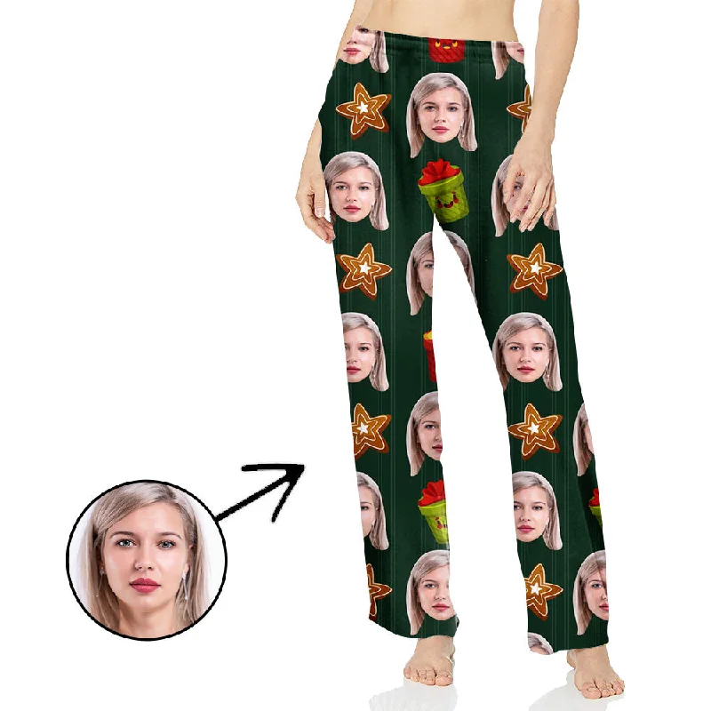 Custom Photo Pajamas Pants For Women Stars And Flowers High-Waist Jogger Pants