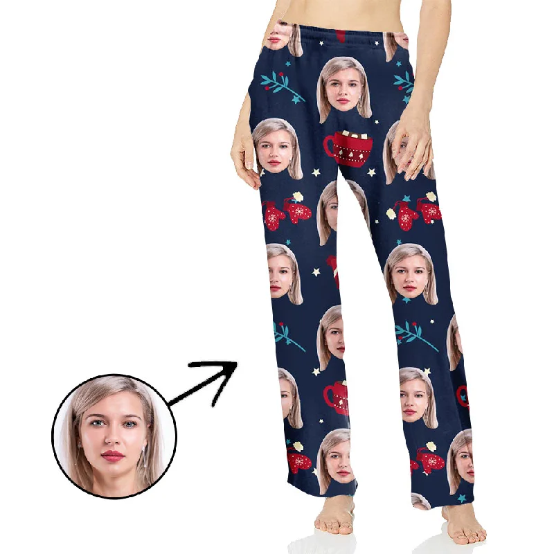 Custom Photo Pajamas Pants For Women With Christmas Pendant Stylish Harem Pants