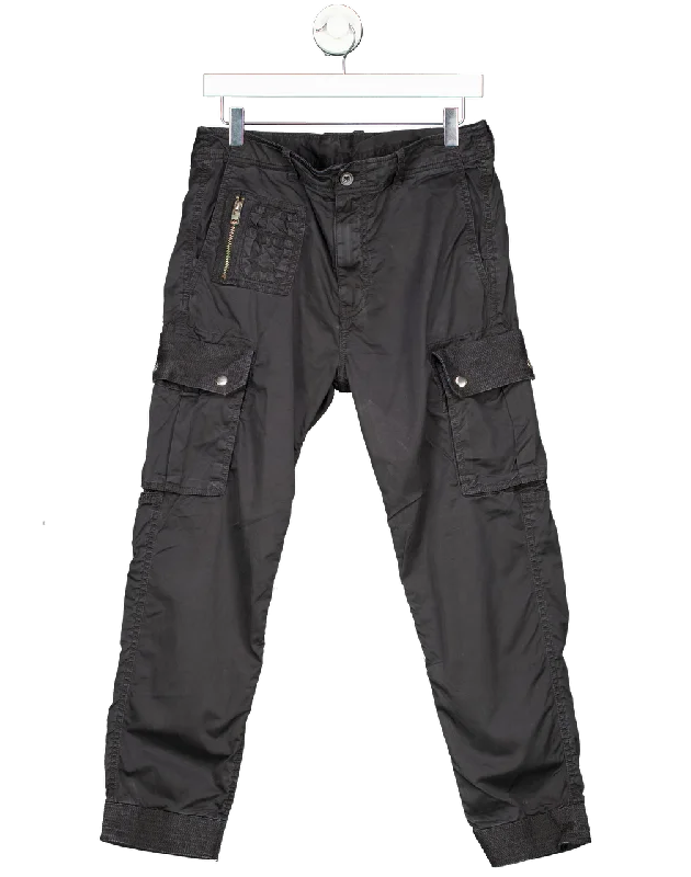 Diesel Black Cargo Track Pants W28 High-Waist Jogger Pants