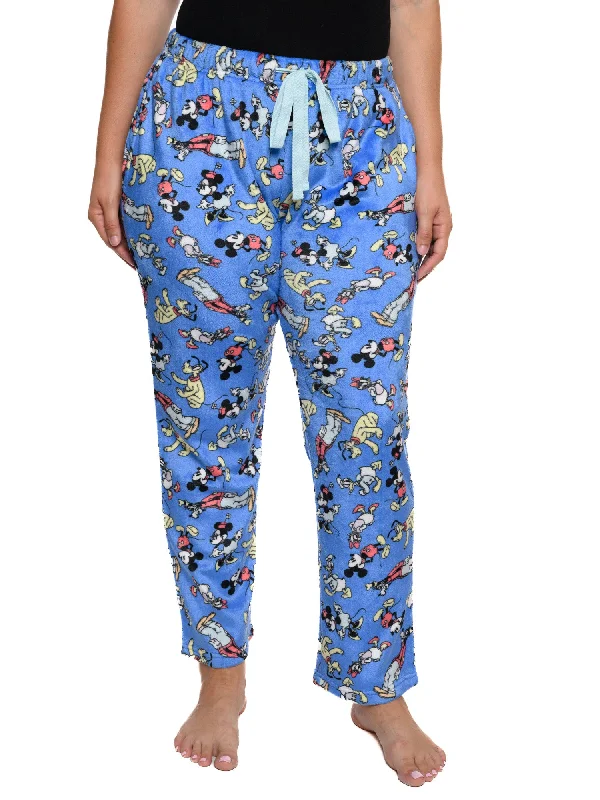 Disney Mickey Mouse & Friends Lounge Pajama Pants Plush Womens Plus Size Blue Modern Bootcut Pants