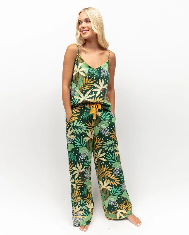 Gabrielle Leaf Print Cami & Wide Leg Pant Set Classic Cropped Pants