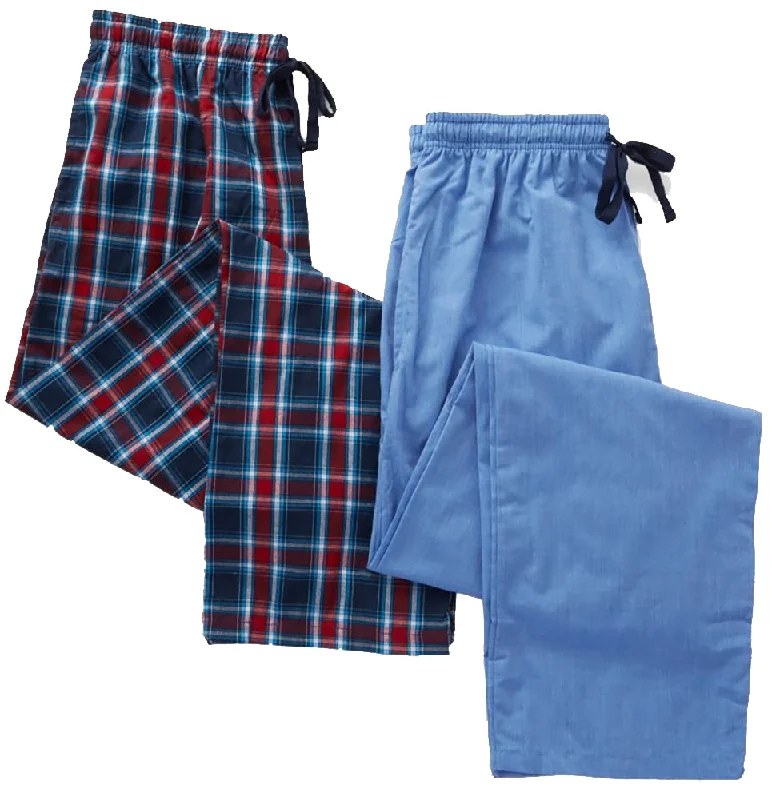 Hanes Men's Big and Tall Woven Pants - 2 Pack Plaid and Solid Classic Flared Pants