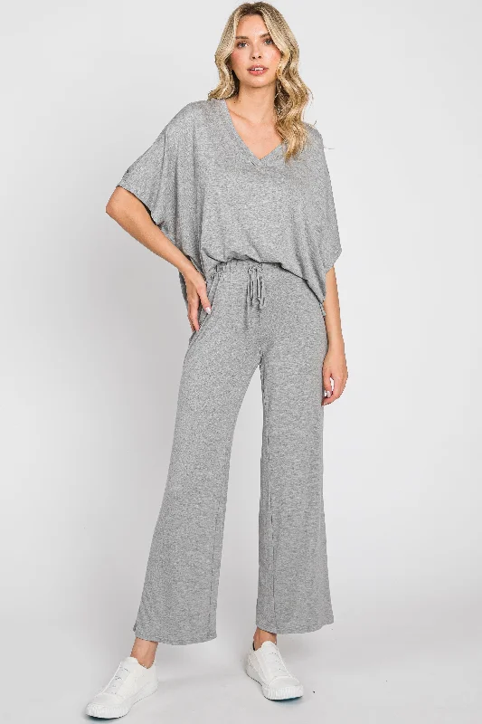 Heather Grey Cropped Pant Maternity Set Slim-Fit Khaki Pants