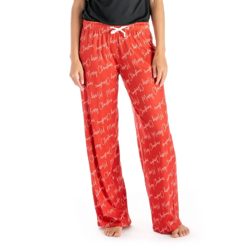 Holiday Lounge Pants In Red Fashionable Sporty Pants