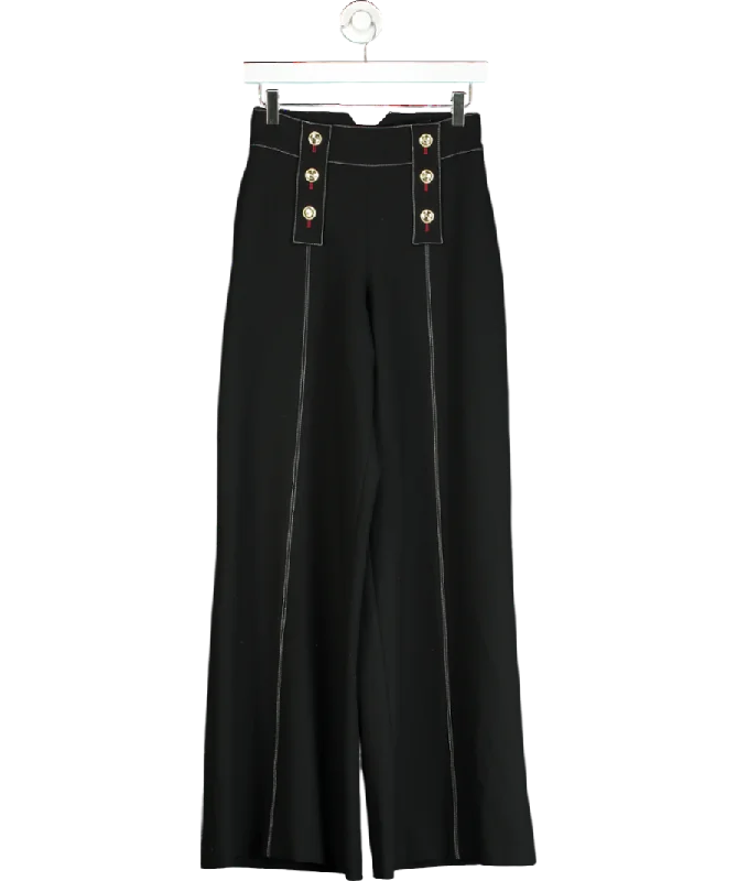 Karen Millen Black Compact Stretch Tailored Flared High Waisted Pants UK 6 Classic Pleated Pants