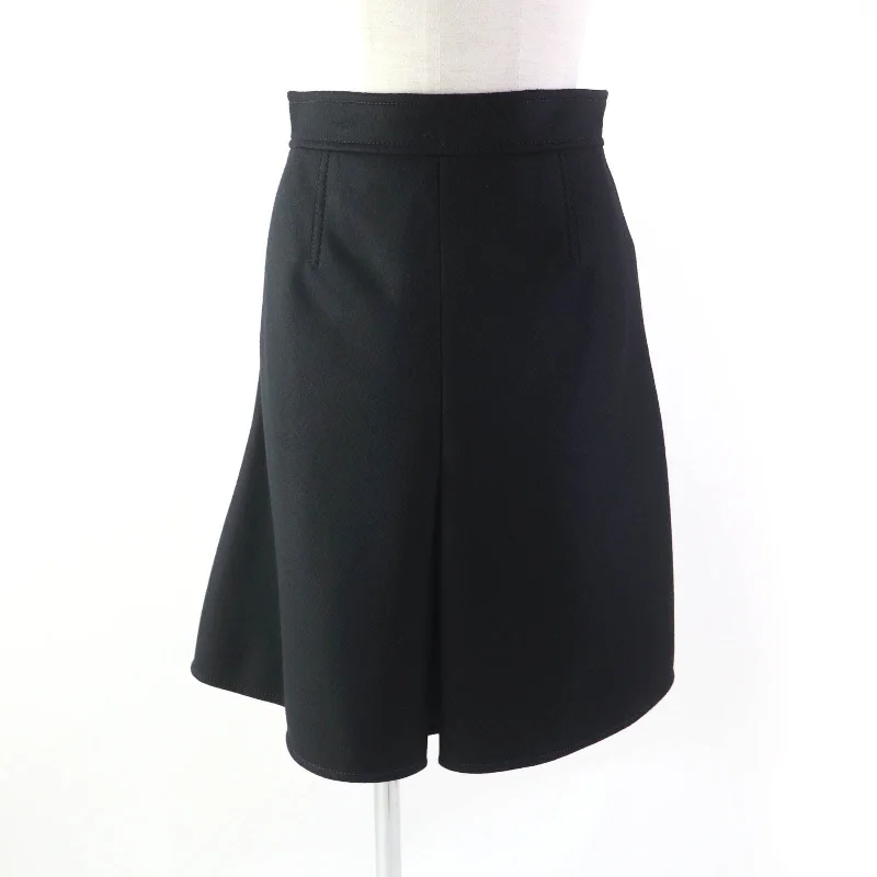 Louis Vuitton Wool Logo Zip Flare Skirt Black 36 wool skirt breathable