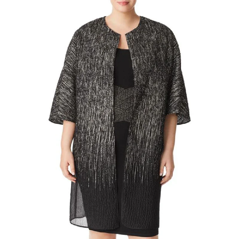 MARINA RINALDI Women's Black Festival Metallic Jacket $2455 NWT Satin Jacket Silk Jacket Chiffon Jacket MARINA RINALDI Women's Black Festival Metallic Jacket $2455 NWT Satin Jacket Silk Jacket Chiffon Jacket