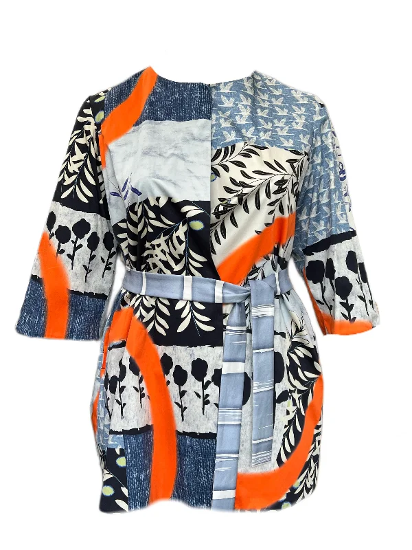 MARINA RINALDI Women's Blue/Orange Filosofo Reversible Jacket $865 NWT Faux Fur Fabric Real Fur Fabric Shearling Fabric MARINA RINALDI Women's Blue/Orange Filosofo Reversible Jacket $865 NWT Faux Fur Fabric Real Fur Fabric Shearling Fabric
