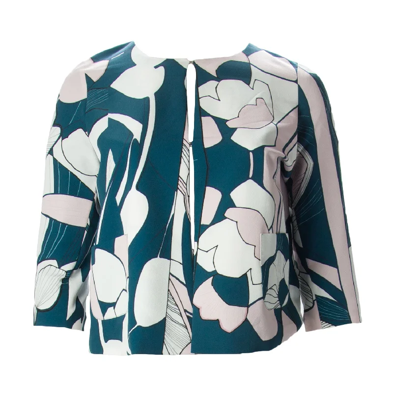 MARINA RINALDI Women's Dark Green Cancan Printed Jacket 8W / 17 $295 NWT Herringbone Jacket Checkered Jacket Solid Jacket MARINA RINALDI Women's Dark Green Cancan Printed Jacket 8W / 17 $295 NWT Herringbone Jacket Checkered Jacket Solid Jacket