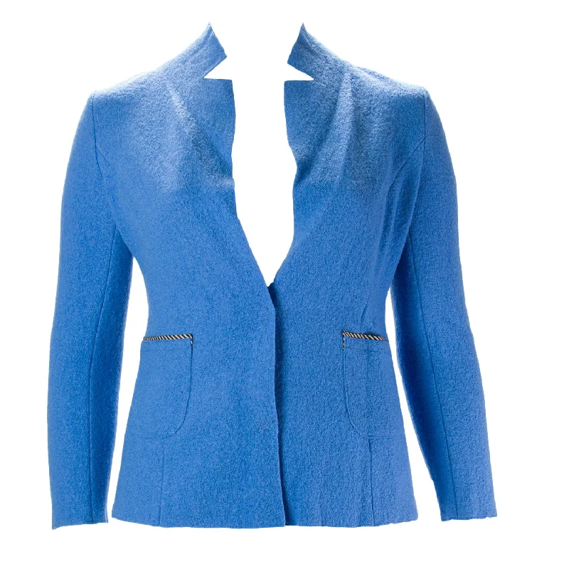 MARINA RINALDI Women's Ski Blue Camilla Wool Jacket 8W / 17 $345 NWT Notch Collar Jacket Peter Pan Collar Jacket Cowl Neck Jacket MARINA RINALDI Women's Ski Blue Camilla Wool Jacket 8W / 17 $345 NWT Notch Collar Jacket Peter Pan Collar Jacket Cowl Neck Jacket