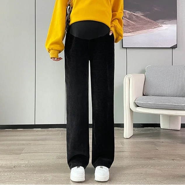 NiDELL Maternity Wide Leg Pants . Spring and Autumn Pregnant Women's Pants Winter Wear Waffle Mop Pants Modern Skinny Pants