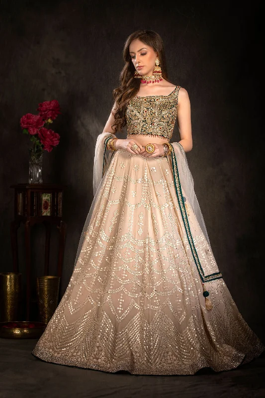 Velvet Embroidered top with mirror work skirt high waist skirt