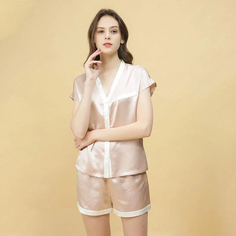 Short Women Silk Pajama Set Short Silk Pants women SIlk sleepwear Casual Drawstring Pants