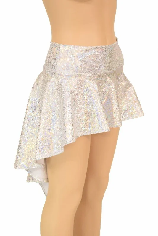 Silvery White Hi Lo Rave Skirt corduroy skirt textured