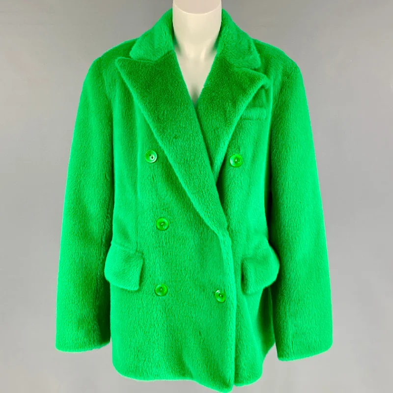STAND STUDIO SS 22 Size M Green Textured Peak Lapel Sallie Jacket V-Neck Jacket Boat Neck Jacket Square Neck Jacket STAND STUDIO SS 22 Size M Green Textured Peak Lapel Sallie Jacket V-Neck Jacket Boat Neck Jacket Square Neck Jacket