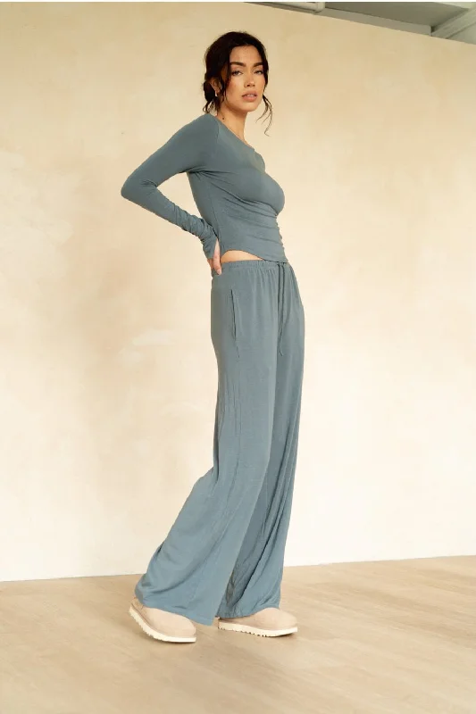 The Cool-Comf Lounge Chill Pant - Misty Gray Trendy Palazzo Pants