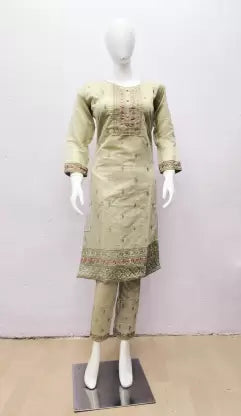 Women Kurta and Pant Set (Brown) Trendy Printed Pants