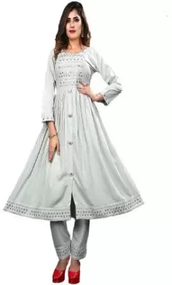 Women Kurta and Pant Set (Grey) Warm Wool Trousers