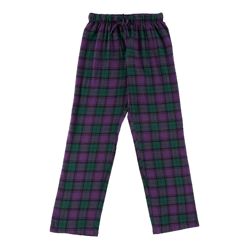 Women's Cotton Flannel Pants with Plaid Print Trendy Printed Pants