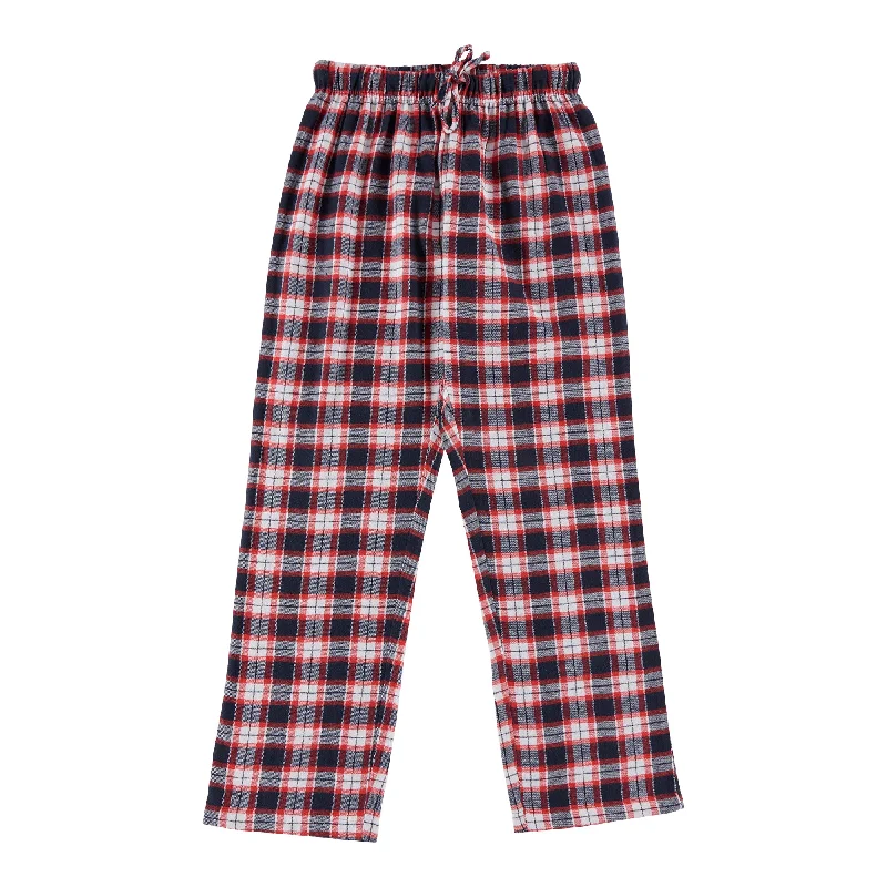 Women's Cotton Flannel Pants with Plaid Print Comfortable Wide-Leg Pants